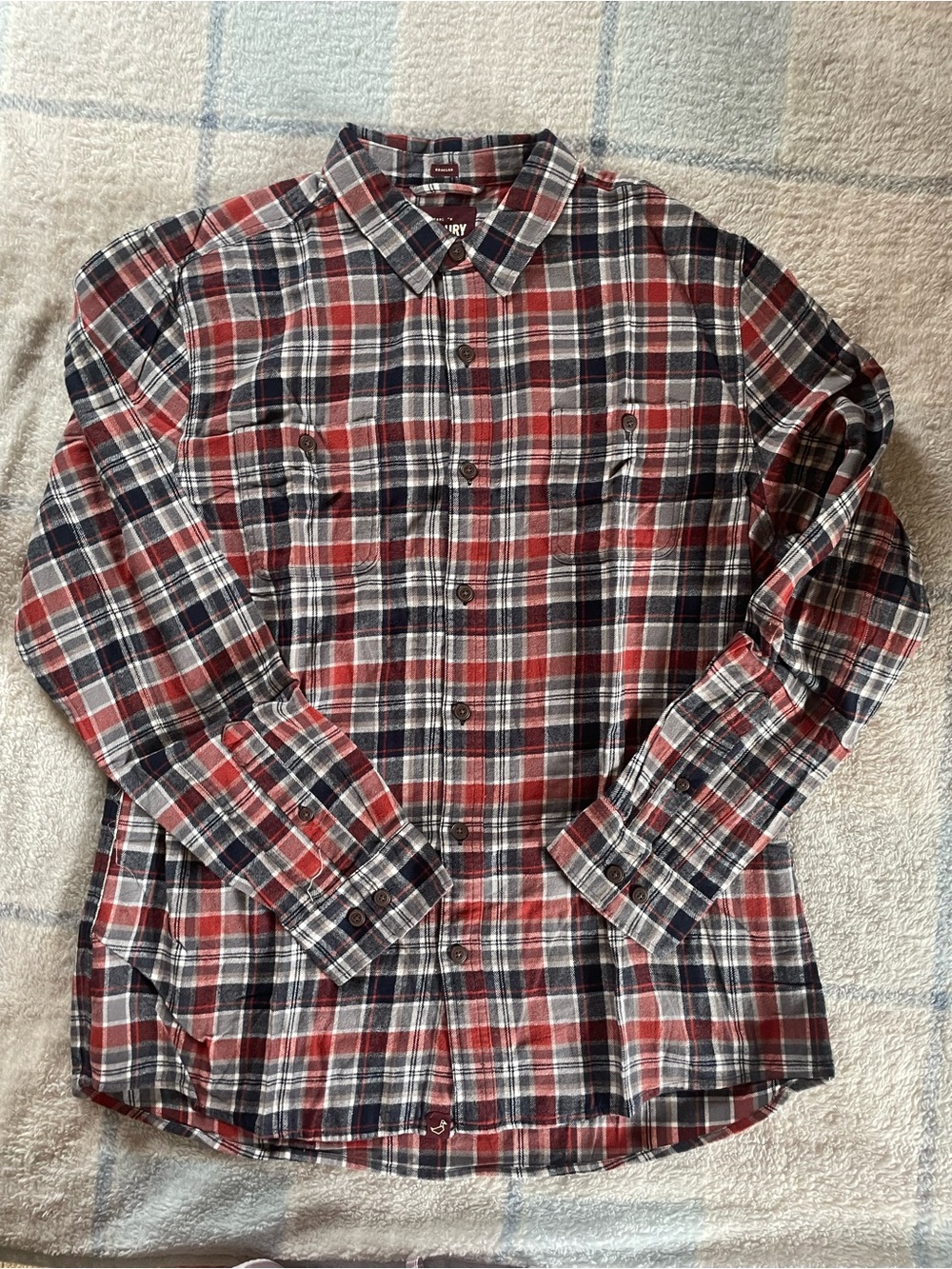 Men's Casual Plaid Button-Down Shirt - Red & Navy NWOT